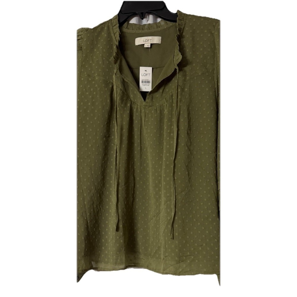 NWT Ann Taylor LOFT Womens Long‎ Sleeve Lined Casual Green Top Shirt Size Large - Picture 4 of 12